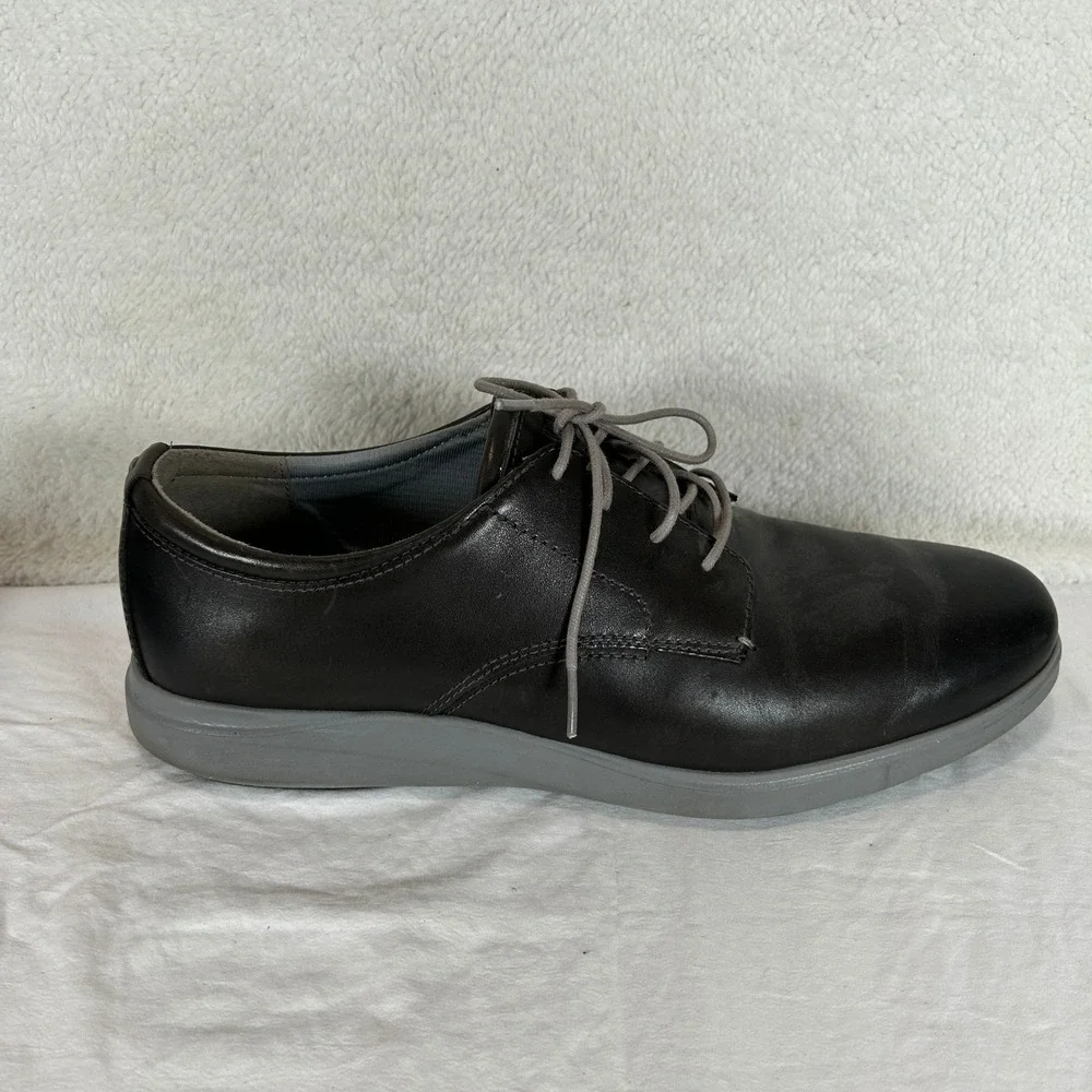 Cole Haan Grand.OS Mens 13M Black Leather Oxford Dress Shoes C28730 Grey Sole